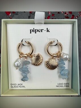 Piper•K Seashell Charm Earrings
Dyed Jade Stone Drops, Seashell & Pearl NEW!